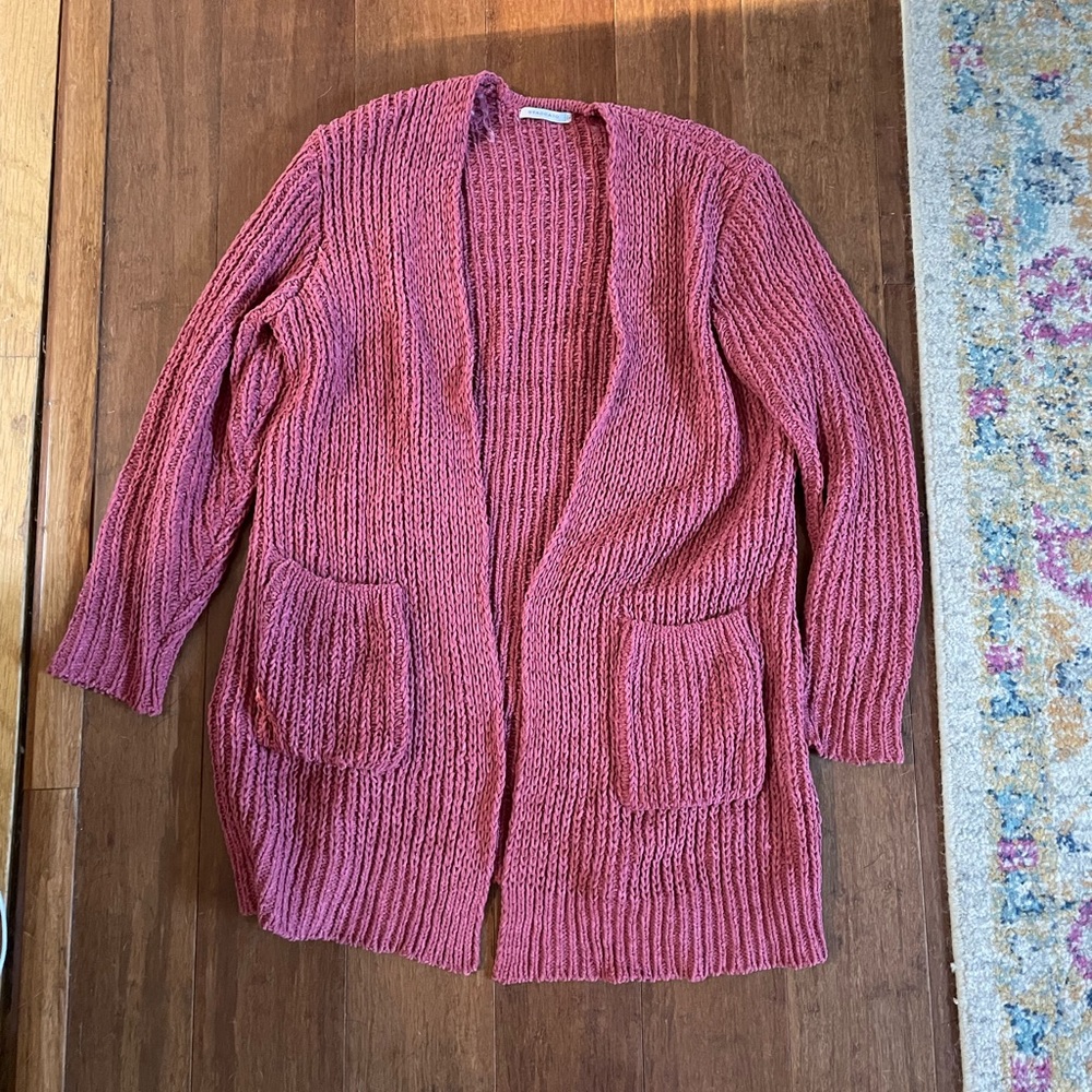Size L Staccato Pink Long Knitted Cardigan